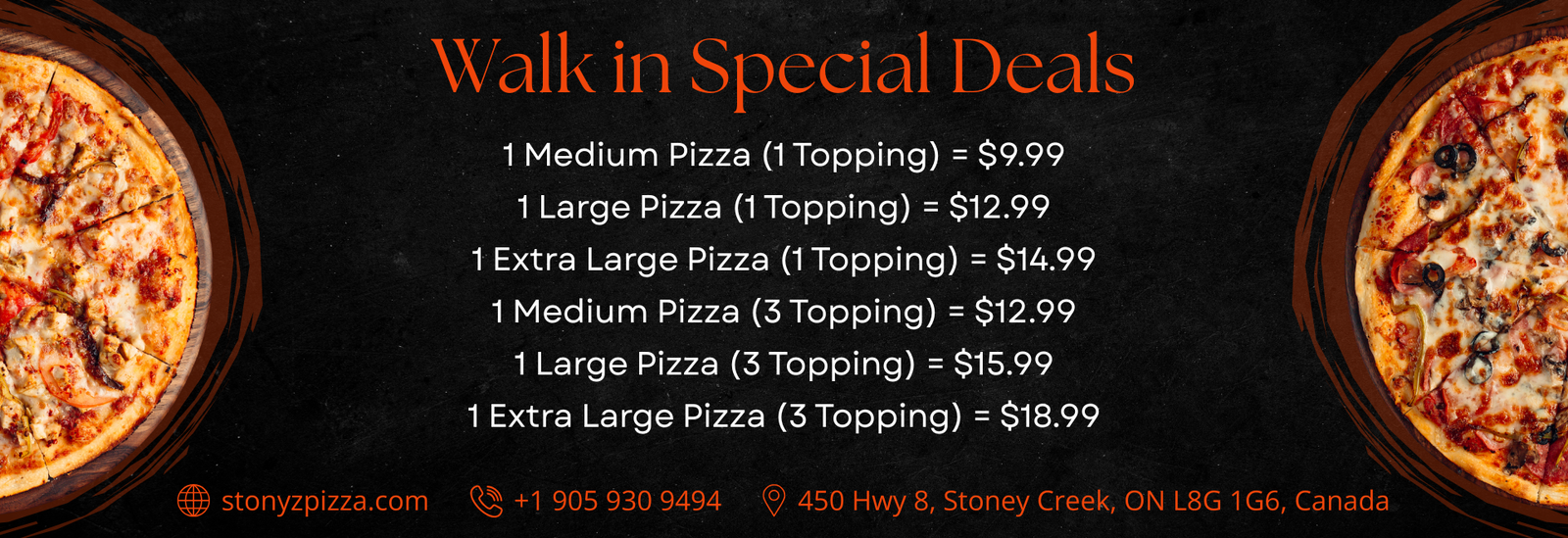 Stonyz Pizza live website screenshot